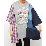 杢グレー | 26周年スタート柄 チェック×デニム切替チュニック | ScoLar