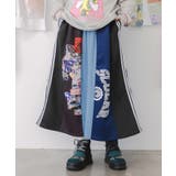 ブラック | ロゴコラージュ柄 デニム×ジャージ切替スカート | ScoLar