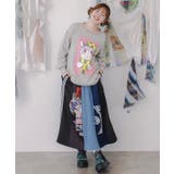 ロゴコラージュ柄 デニム×ジャージ切替スカート | ScoLar | 詳細画像1 