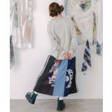 ロゴコラージュ柄 デニム×ジャージ切替スカート | ScoLar | 詳細画像4 