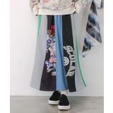 グレー | ロゴコラージュ柄 デニム×ジャージ切替スカート | ScoLar