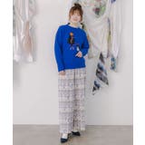 女の子とワンちゃん刺繍アップリケ ニットプルオーバー | ScoLar | 詳細画像1 