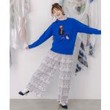 ネコパフェ・蝶柄 ベロアプリーツパンツ | ScoLar | 詳細画像1 