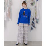 ネコパフェ・蝶柄 ベロアプリーツパンツ | ScoLar | 詳細画像2 