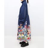 花柄に隠れ黒ネコ柄 ハーフジップジャージワンピース | ScoLar | 詳細画像13 