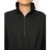 花柄に隠れ黒ネコ柄 ハーフジップジャージワンピース | ScoLar | 詳細画像16 