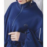 花柄に隠れ黒ネコ柄 ハーフジップジャージワンピース | ScoLar | 詳細画像5 