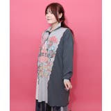 メロウ加工配色ハーフジップワンピース | ScoLar | 詳細画像4 