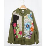 ネコ花柄切替シャツ | ScoLar | 詳細画像8 