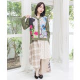 ネコ花柄切替シャツ | ScoLar | 詳細画像1 