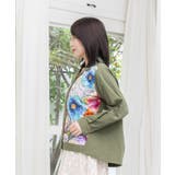 ネコ花柄切替シャツ | ScoLar | 詳細画像3 