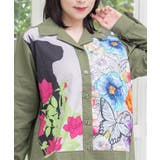 ネコ花柄切替シャツ | ScoLar | 詳細画像6 