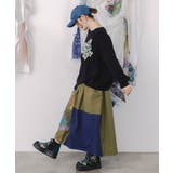 レトロ異素材バイカラーワークスカート | ScoLar | 詳細画像5 
