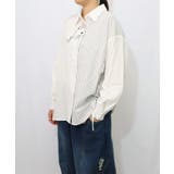 ネコの横顔刺繍 ストライプ切替シャツ | ScoLar | 詳細画像6 