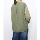 ネコの横顔刺繍 ストライプ切替シャツ | ScoLar | 詳細画像14 