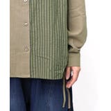 ネコの横顔刺繍 ストライプ切替シャツ | ScoLar | 詳細画像17 