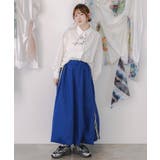 ネコの横顔刺繍 ストライプ切替シャツ | ScoLar | 詳細画像1 