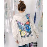 花蝶柄スカ子箔プリントロゴパーカー | ScoLar | 詳細画像4 