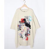 オートミール | コラージュ柄 レース貼り付け裏毛チュニック | ScoLar