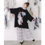 コラージュ柄 レース貼り付け裏毛チュニック | ScoLar | 詳細画像1