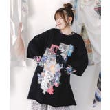 コラージュ柄 レース貼り付け裏毛チュニック | ScoLar | 詳細画像2