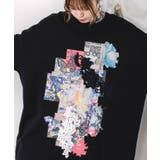 コラージュ柄 レース貼り付け裏毛チュニック | ScoLar | 詳細画像6