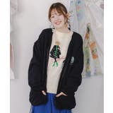 ブラック | ミニ裏毛スカ子ロゴ ダブルジップカーディガン | ScoLar