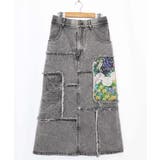 花ネコのアシメフリンジ アップリケデニムスカート | ScoLar | 詳細画像17 