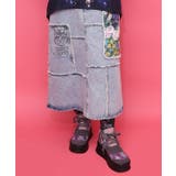 花ネコのアシメフリンジ アップリケデニムスカート | ScoLar | 詳細画像10 