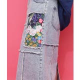 花ネコのアシメフリンジ アップリケデニムスカート | ScoLar | 詳細画像13 