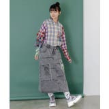 花ネコのアシメフリンジ アップリケデニムスカート | ScoLar | 詳細画像1 