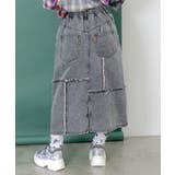 花ネコのアシメフリンジ アップリケデニムスカート | ScoLar | 詳細画像4 