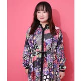 パッチワーク風総柄ドロスト前開きワンピース | ScoLar | 詳細画像8 