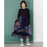 2柄展開タック入りチュールバルーンワンピース | ScoLar | 詳細画像2 