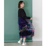 2柄展開タック入りチュールバルーンワンピース | ScoLar | 詳細画像5 