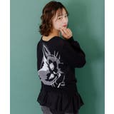 ブラック | ひょっこりネコ×フリル付き 4WAYプルオーバー | ScoLar
