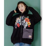 ブラック | 取り外し可能サコッシュ付き 花×ロゴパーカー | ScoLar