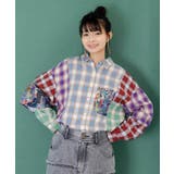 チェックと総柄のアシメパッチワークシャツ | ScoLar | 詳細画像2 