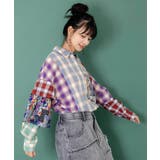 チェックと総柄のアシメパッチワークシャツ | ScoLar | 詳細画像3 