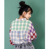 チェックと総柄のアシメパッチワークシャツ | ScoLar | 詳細画像4 