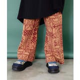 ベージュ | ネコと蝶と植物のエスニック風ニットパンツ | ScoLar