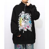 ブラック | スカラーちゃんと時計と音楽柄裏毛チュニック | ScoLar