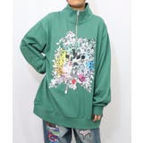 グリーン | スカラーちゃんと時計と音楽柄裏毛チュニック | ScoLar