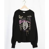 ブラック | スカラーちゃん×トラ×蝶刺繍 ミニ裏毛プルオーバー | ScoLar