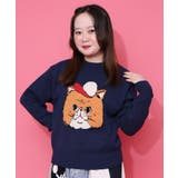 キャップネコ柄ジャガードニットプルオーバー | ScoLar | 詳細画像11 