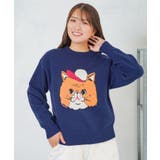 キャップネコ柄ジャガードニットプルオーバー | ScoLar | 詳細画像16 