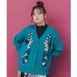 グリーン | 風船ネコちゃんジャガードニットカーディガン | ScoLar