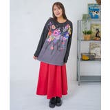 花×夜空柄ミックス裏毛チュニック | ScoLar | 詳細画像1 