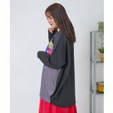 花×夜空柄ミックス裏毛チュニック | ScoLar | 詳細画像2 