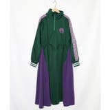 グリーン | バイカラー異素材 切替ジャージワンピース | ScoLar